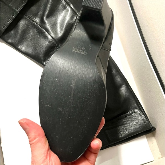 NWOT Black leather high boots, size 6.5, new. Middle height hills. Under knee - Picture 5 of 15